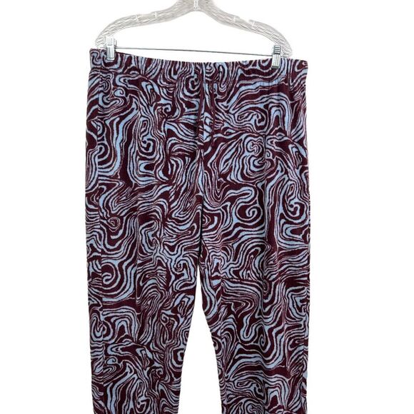 Abound Womens Fleece Pajama Pants Drawstring Elastic Waist Burgundy Blue‎ Sz XL - Picture 2 of 5